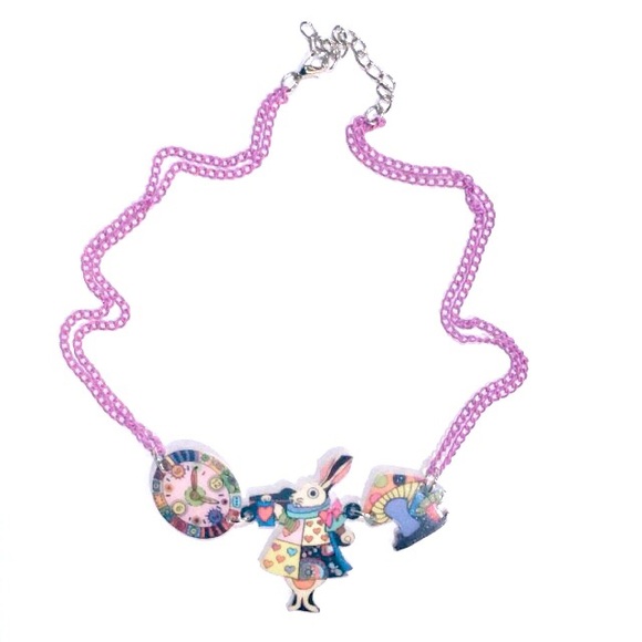 Alice in Wonderland White Rabbit  Necklace - Picture 2 of 2